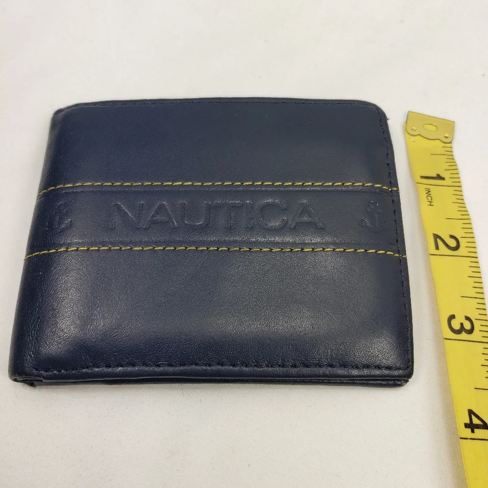 Nautica Leather Blue Bifold Wallet Unisex